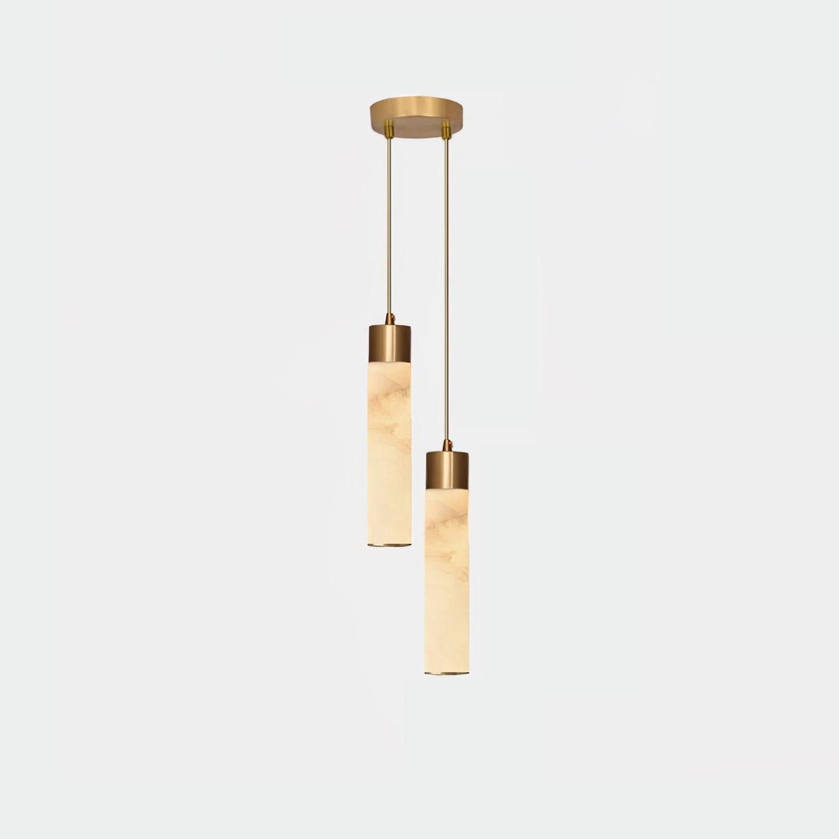 Alabaster Brass Pendant Lamp-Lighting > Pendant Lights-casanuva-2 Heads 15cmx150cm-Brass & White Alabaster-Warm White-casanuva