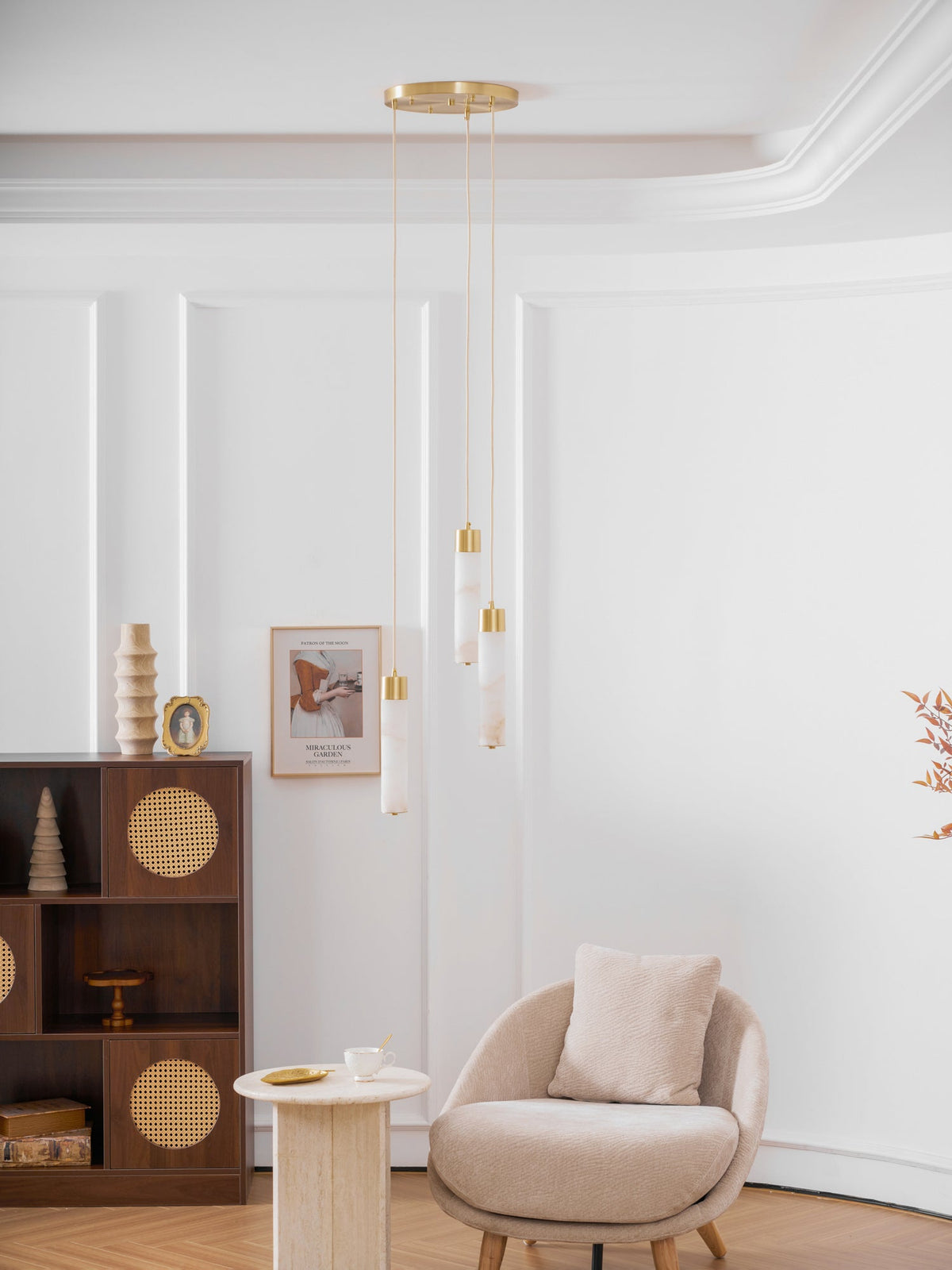 Alabaster Brass Pendant Lamp-Lighting > Pendant Lights-casanuva-casanuva