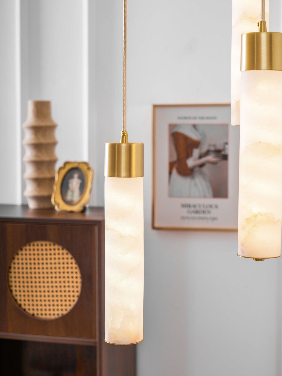 Alabaster Brass Pendant Lamp-Lighting > Pendant Lights-casanuva-casanuva