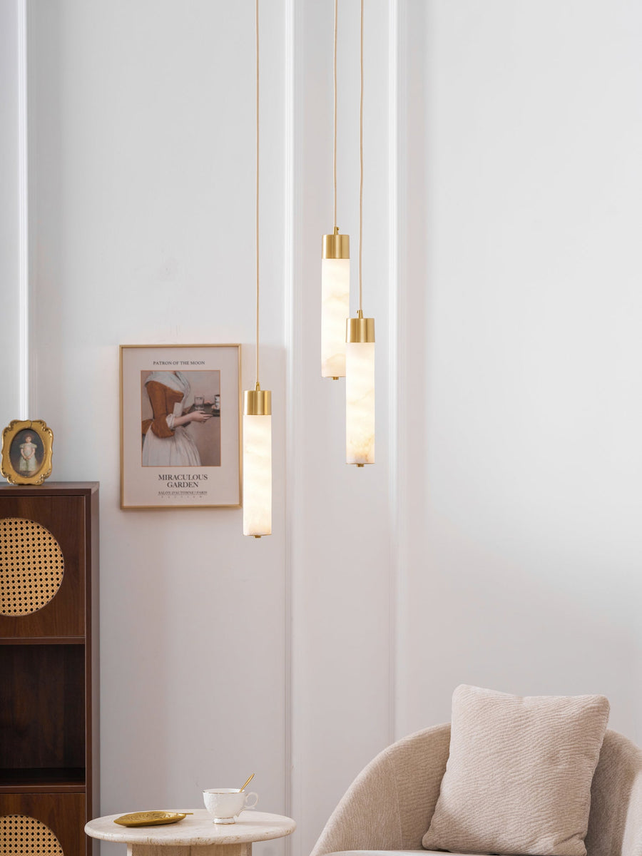 Alabaster Brass Pendant Lamp-Lighting > Pendant Lights-casanuva-casanuva