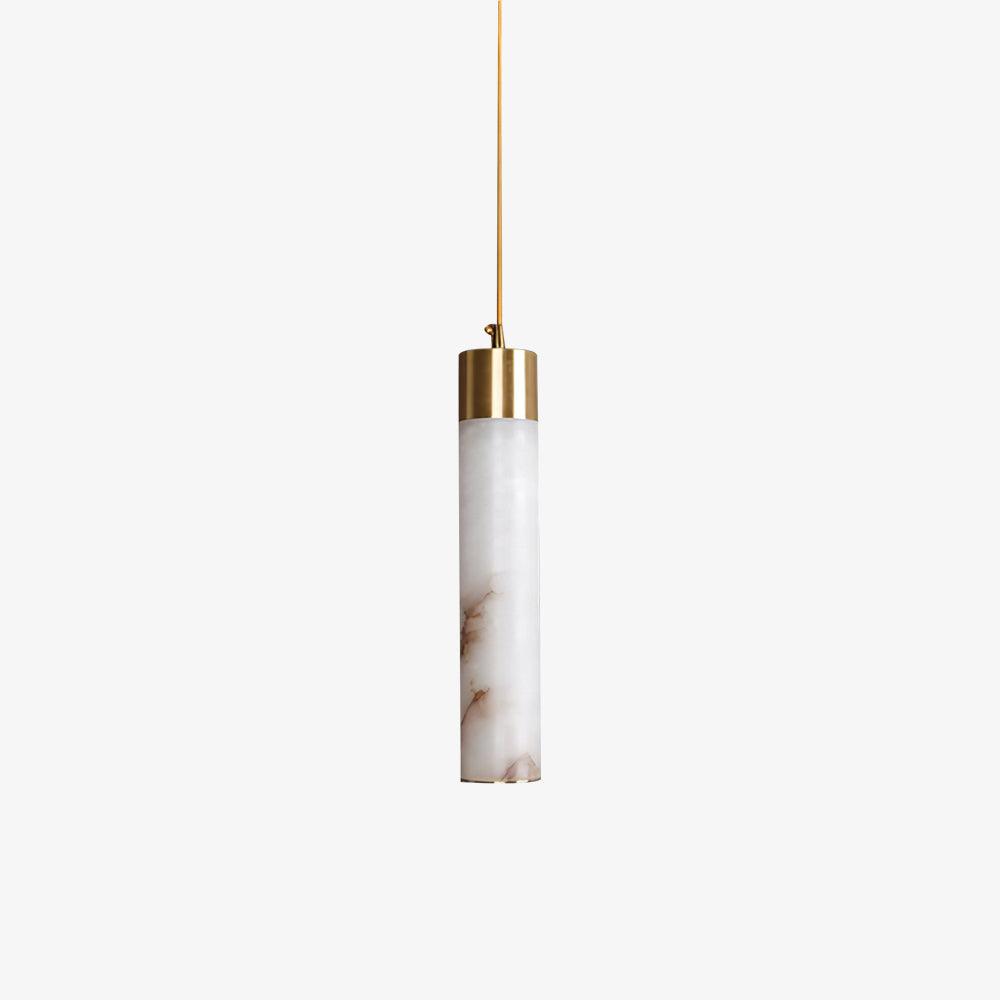 Alabaster Brass Pendant Lamp-Lighting > Pendant Lights-casanuva-6cmx30cm-Brass & White Alabaster-Warm White-casanuva