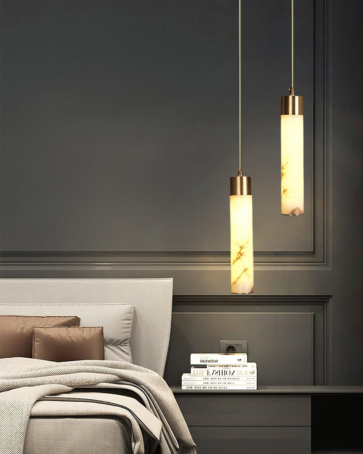 Alabaster Brass Pendant Lamp-Lighting > Pendant Lights-casanuva-casanuva