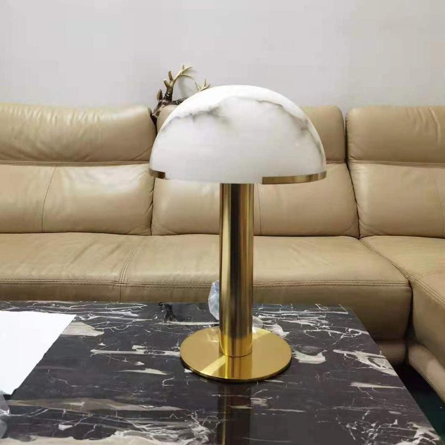 Alabaster Table Lamp with Elegant Design-Lighting > Table Lamps-casanuva-30cmx50cm-Gold & White Alabaster-American plug-casanuva