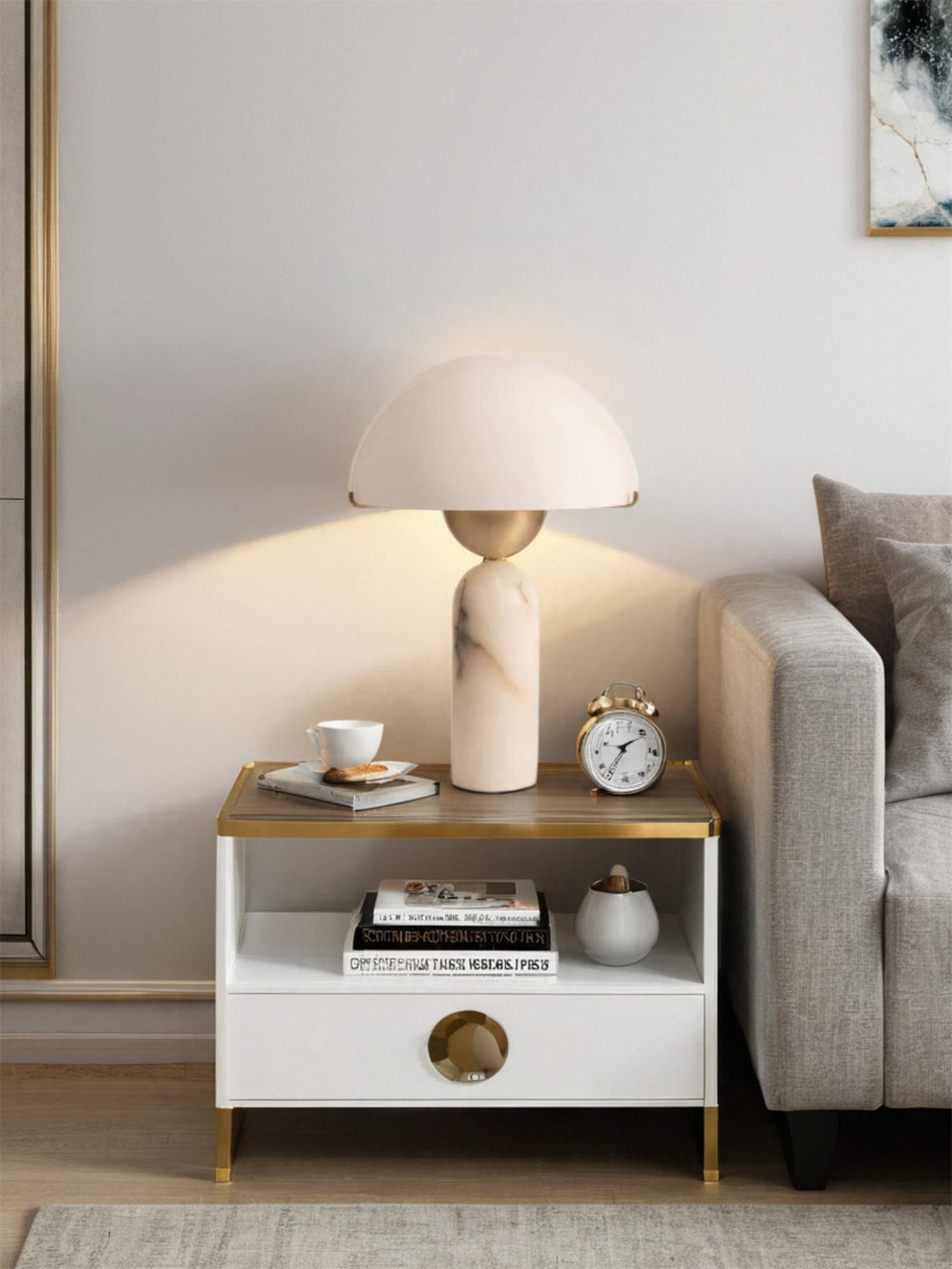 Alabaster Table Lamp with Elegant Design-Lighting > Table Lamps-casanuva-casanuva