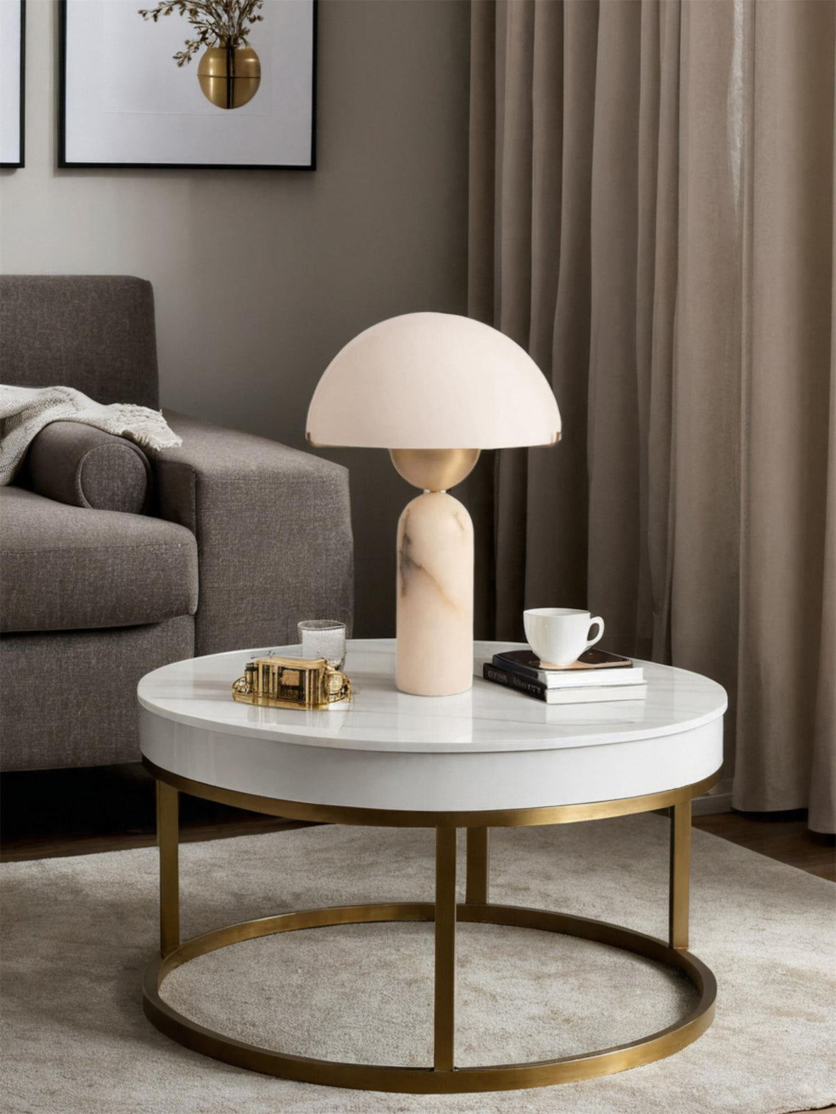 Alabaster Table Lamp with Elegant Design-Lighting > Table Lamps-casanuva-casanuva