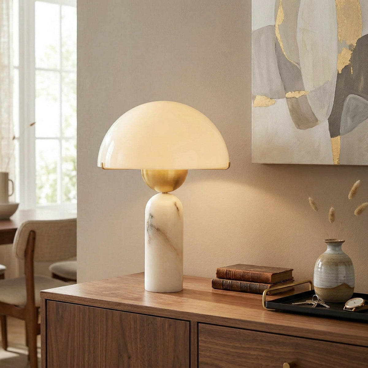Alabaster Table Lamp with Elegant Design-Lighting > Table Lamps-casanuva-casanuva