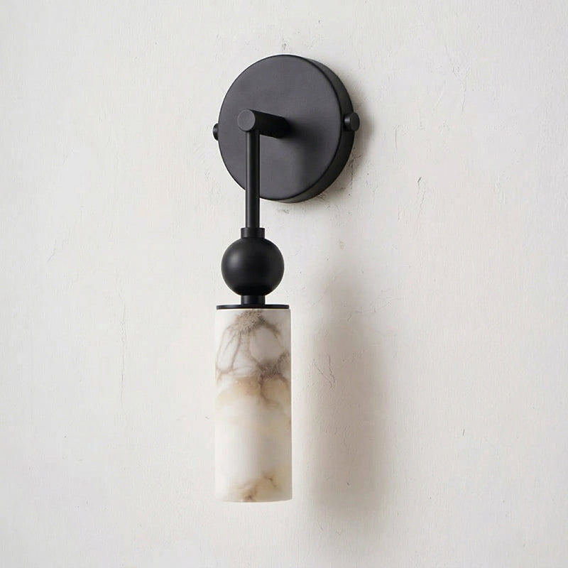 Alabaster Wall Lamp-Lighting > Wall Lights-casanuva-1 head 6cmx7cmx36cm-Black & White-casanuva