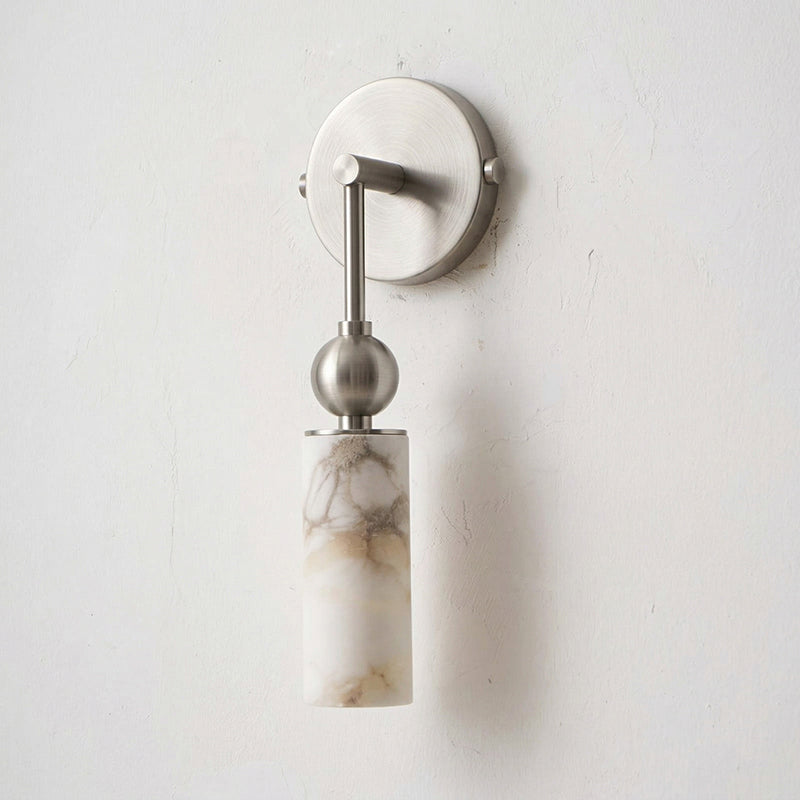 Alabaster Wall Lamp-Lighting > Wall Lights-casanuva-1 head 6cmx7cmx36cm-Nickel color & White-casanuva