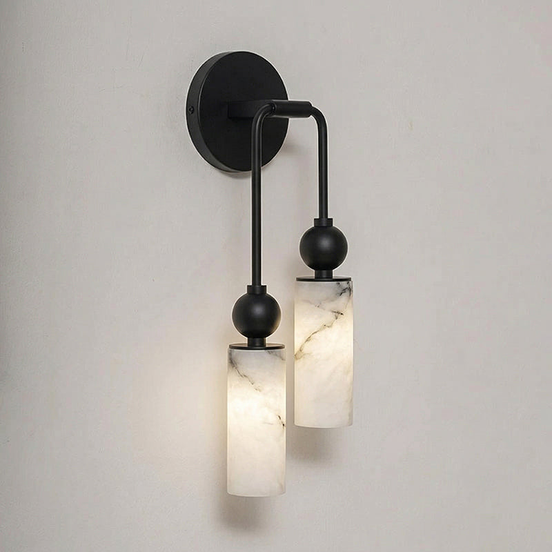 Alabaster Wall Lamp-Lighting > Wall Lights-casanuva-15x7x45cm-Black & White-casanuva