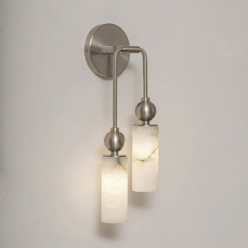 Alabaster Wall Lamp-Lighting > Wall Lights-casanuva-15x7x45cm-Nickel color & White-casanuva