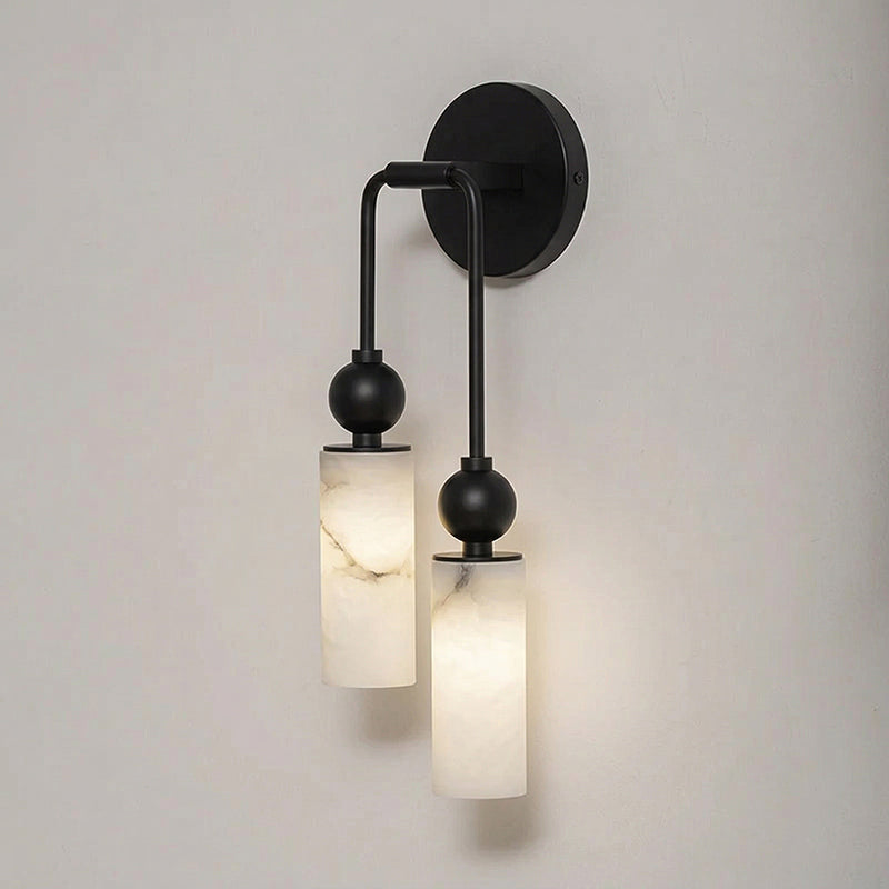Alabaster Wall Lamp-Lighting > Wall Lights-casanuva-2 heads 15cmx7cmx45cm-Black & White-casanuva