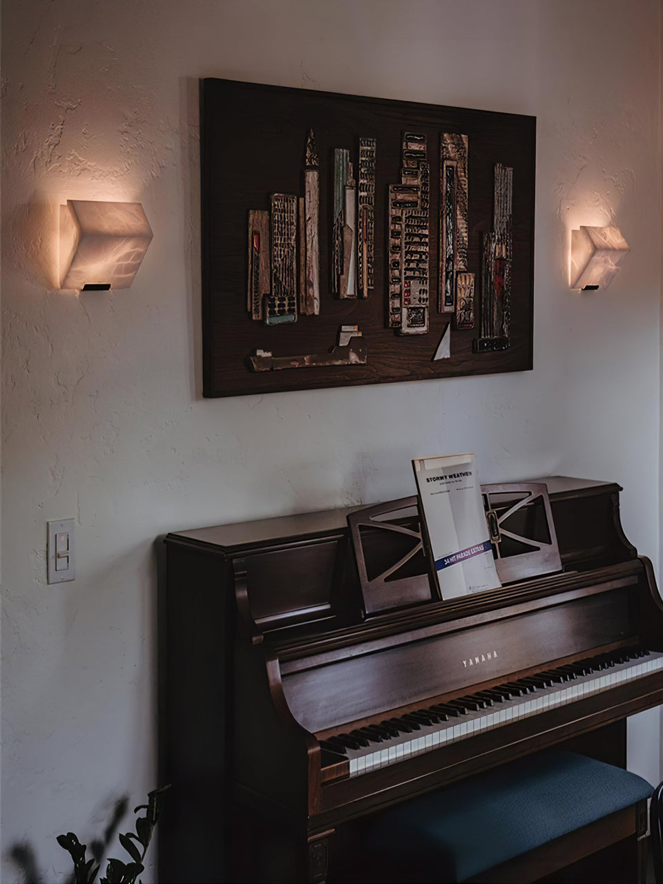Alabaster Wall Lamp for Staircase Lighting-Lighting > Wall Lights-casanuva-casanuva