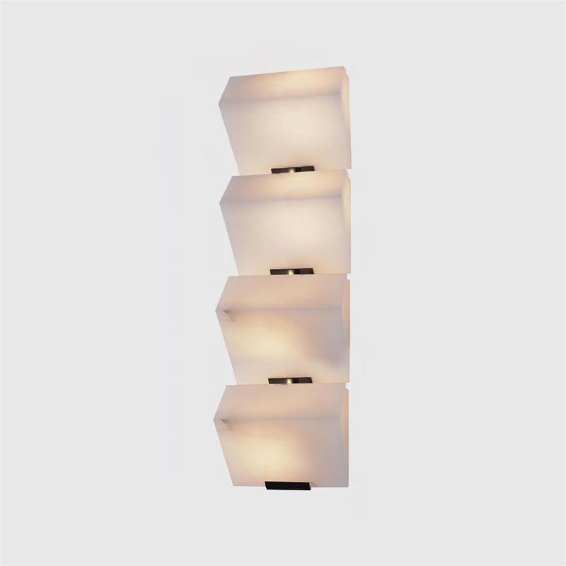 Alabaster Wall Lamp for Staircase Lighting-Lighting > Wall Lights-casanuva-L 5.9" x H 22.8"-White & Black-Warm Light-casanuva