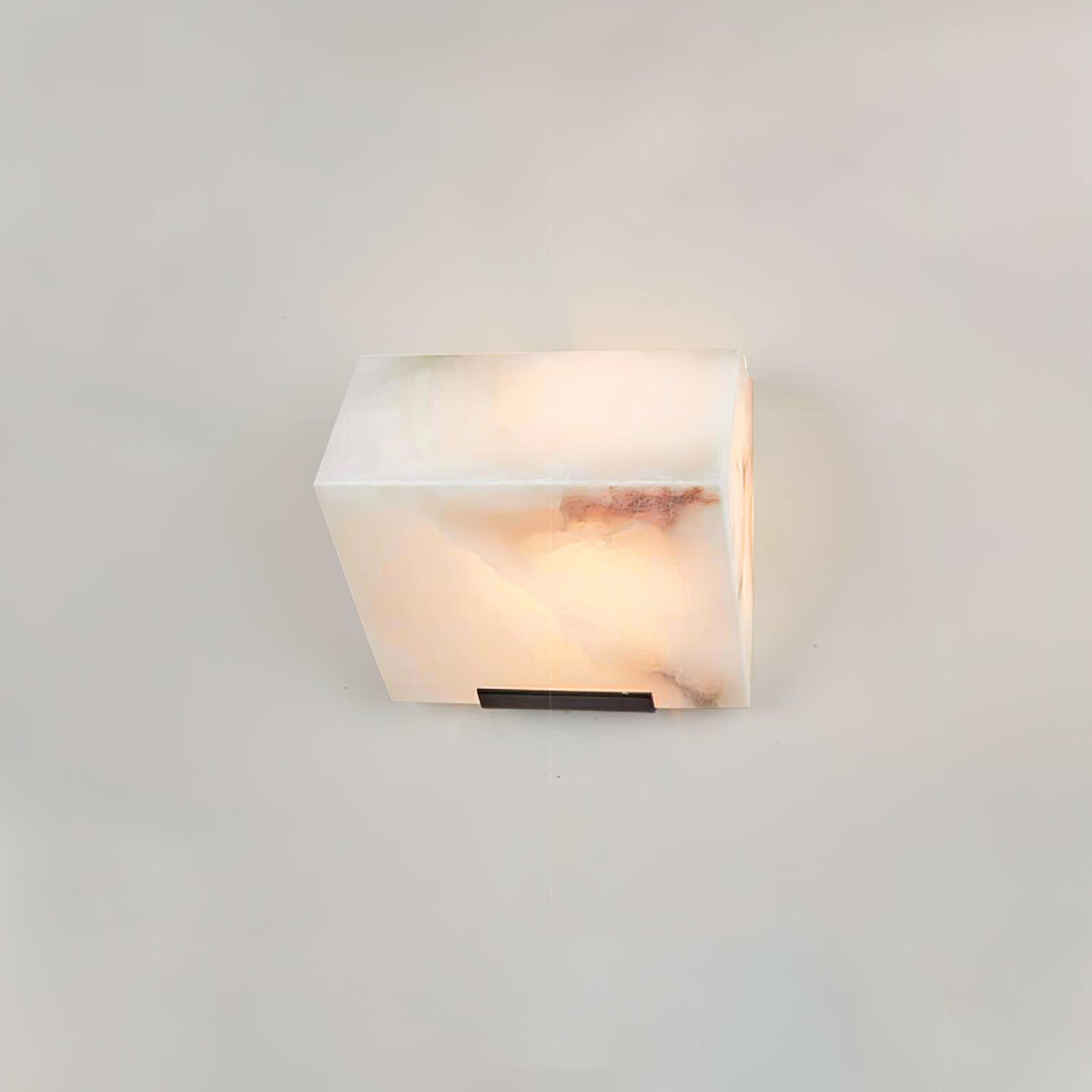 Alabaster Wall Lamp for Staircase Lighting-Lighting > Wall Lights-casanuva-L 5.9" x H 5.1"-White & Black-Triac Dimmable Warm Light-casanuva