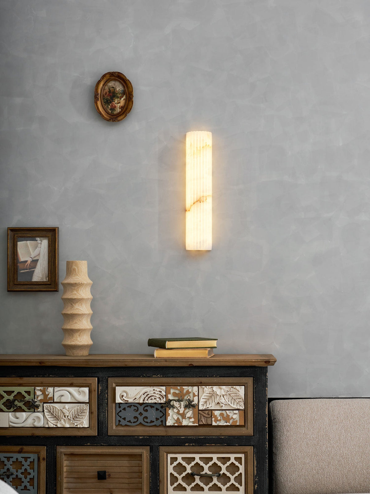 Alabaster Wall Light Fixture-Lighting > Wall Lights-casanuva-casanuva