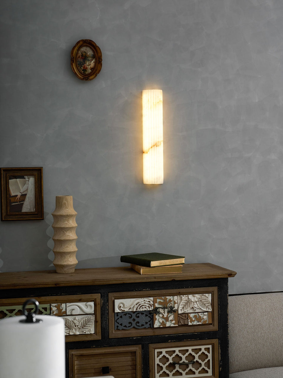 Alabaster Wall Light Fixture-Lighting > Wall Lights-casanuva-casanuva