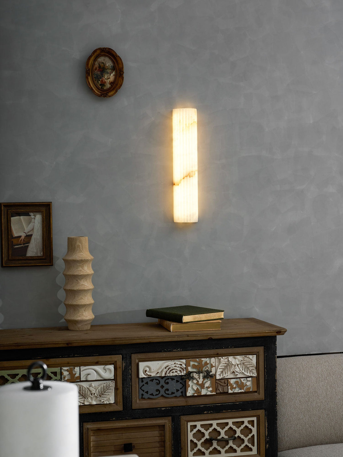Alabaster Wall Light Fixture-Lighting > Wall Lights-casanuva-casanuva
