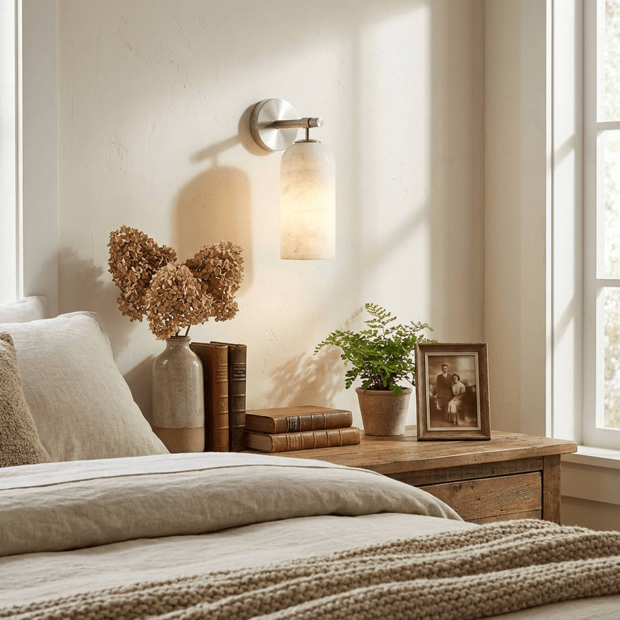 Alabaster Wall Sconce Light Fixture-Lighting > Wall Lights-casanuva-casanuva