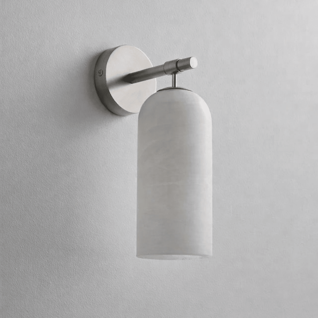 Alabaster Wall Sconce Light Fixture-Lighting > Wall Lights-casanuva-3.9" x H 7.8"-Nickel & White-casanuva