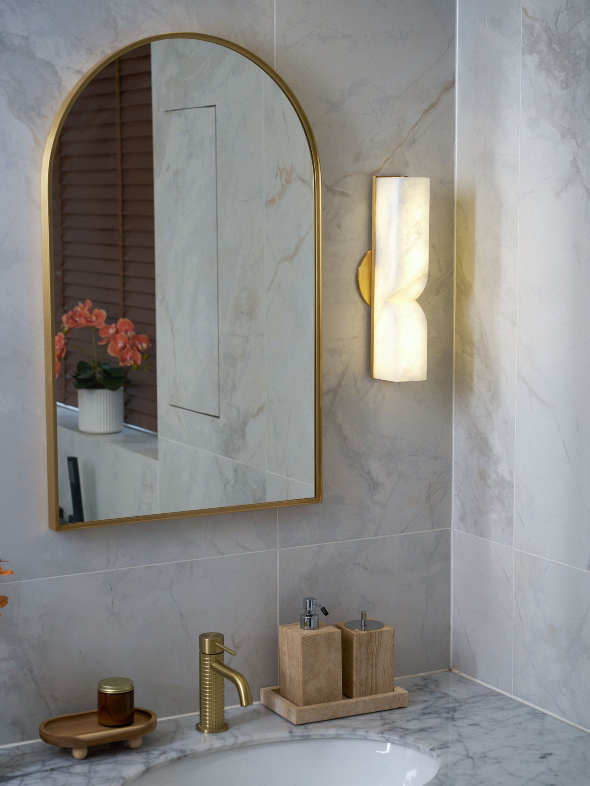 Alabaster Wall Sconce Light Fixture-Lighting > Wall Lights-casanuva-casanuva