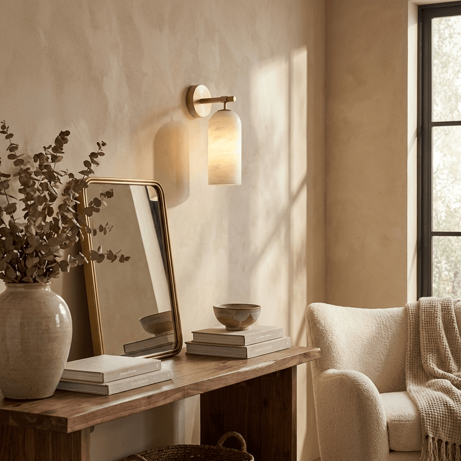 Alabaster Wall Sconce Light Fixture-Lighting > Wall Lights-casanuva-casanuva