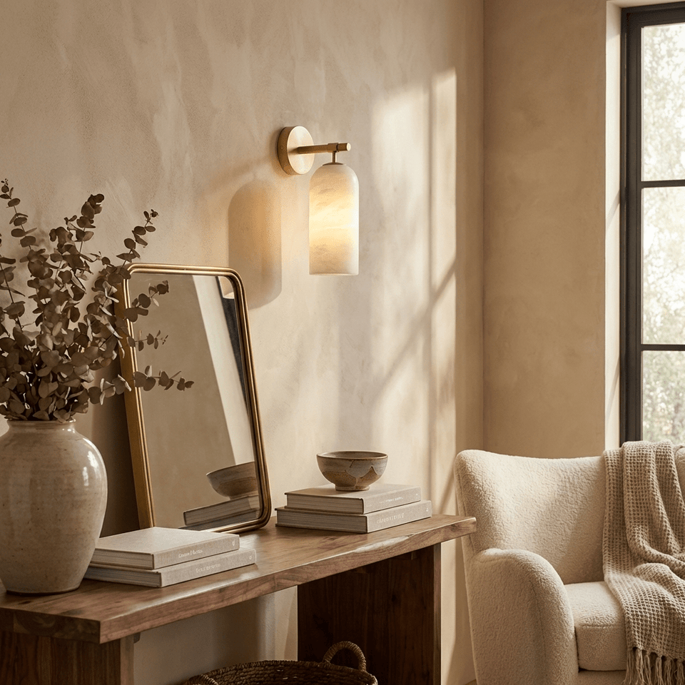 Alabaster Wall Sconce Light Fixture-Lighting > Wall Lights-casanuva-casanuva