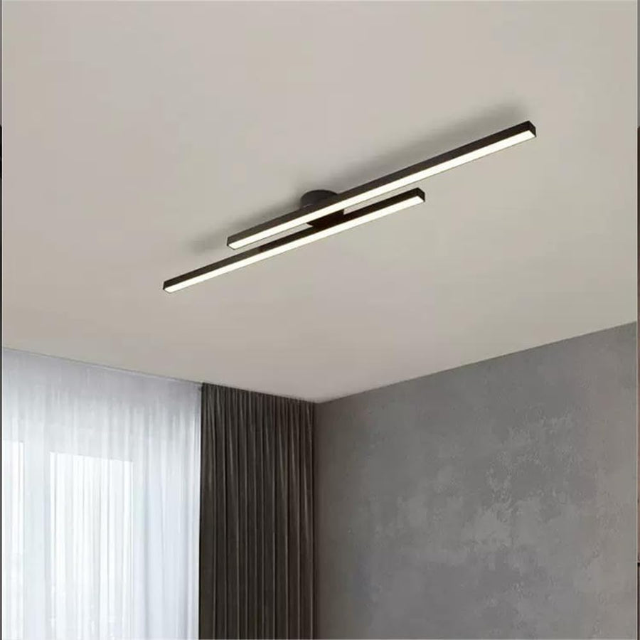 Aluminium LED Semi Flush Mount Ceiling Light for Living Room-Lighting > Ceiling Lights-casanuva-Black-D60*H4cm-Warm Light-casanuva