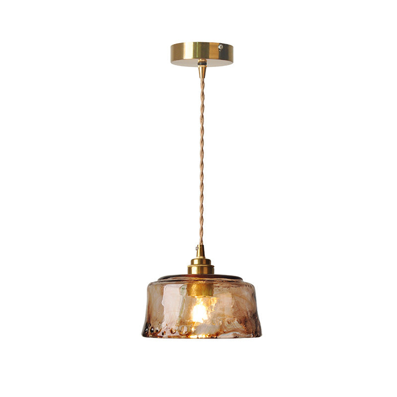 Amber Glass Brass Pendant Light 1-Light Round Design-Lighting > Pendant Lights-casanuva-casanuva