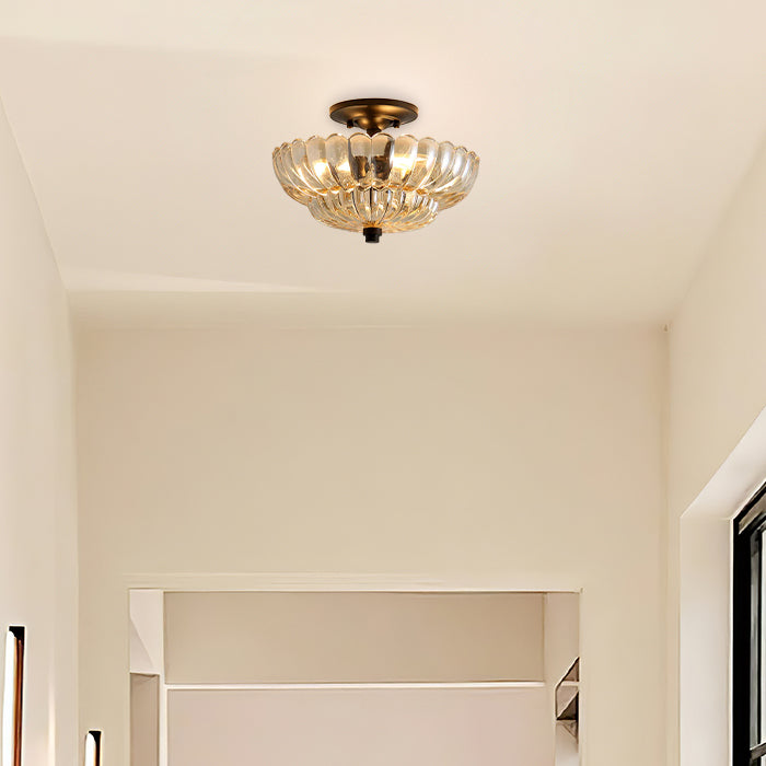 Amber Glass Semi-Flush Ceiling Light-Lighting > Ceiling Lights-casanuva-casanuva