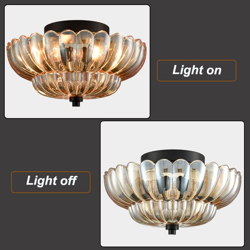 Amber Glass Semi-Flush Ceiling Light-Lighting > Ceiling Lights-casanuva-casanuva