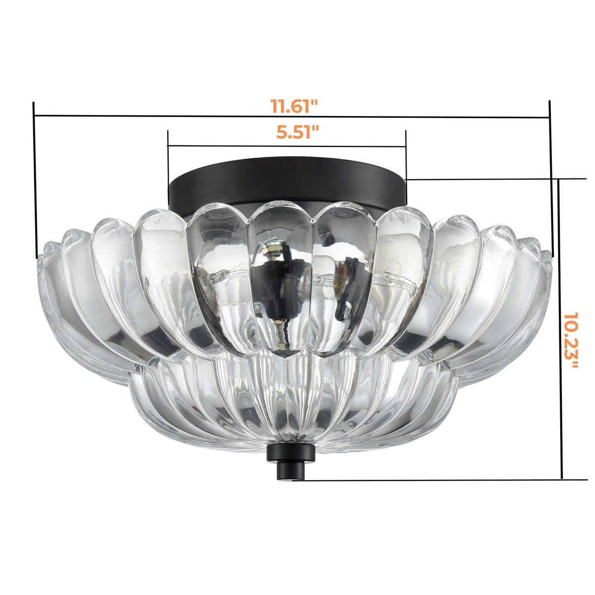 Amber Glass Semi-Flush Ceiling Light-Lighting > Ceiling Lights-casanuva-casanuva