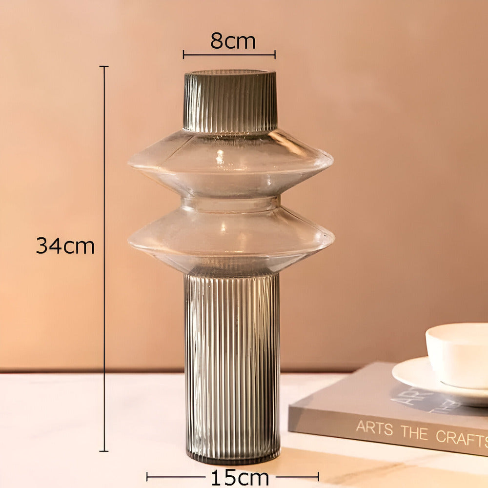 Amber Glass Vase Contemporary Decorative Accent for Living Spaces-Home Decor > Vases-casanuva-casanuva