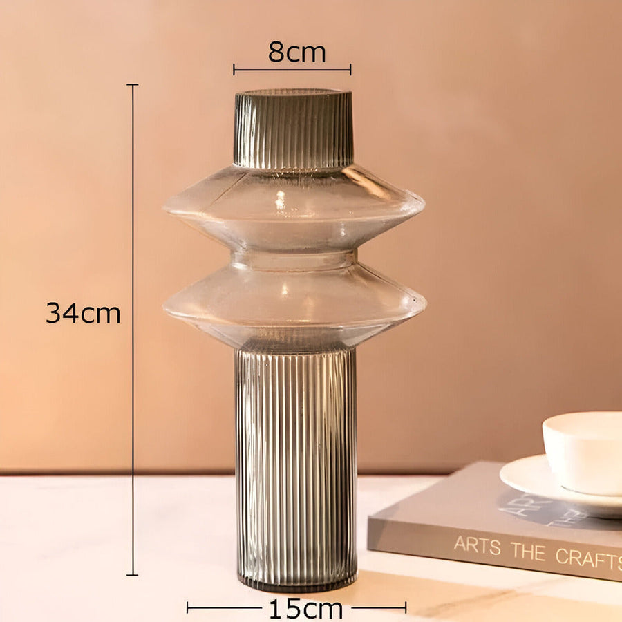 Amber Glass Vase Contemporary Decorative Accent for Living Spaces-Home Decor > Vases-casanuva-casanuva