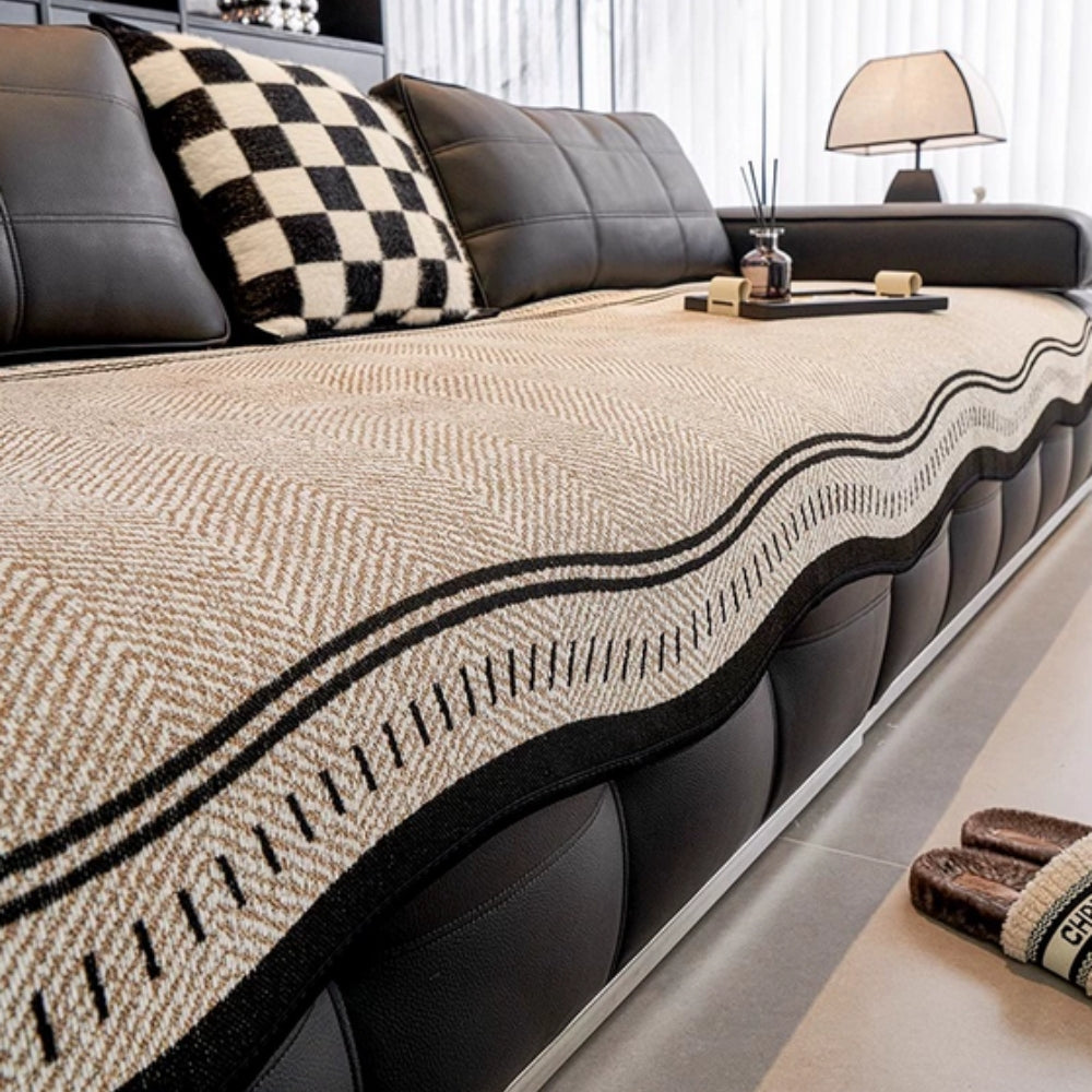 Anti Slip Sofa Cover Modern Wave Design-Covers & Textiles > Sofa Covers-casanuva-Desert Wave-35"x28"-casanuva