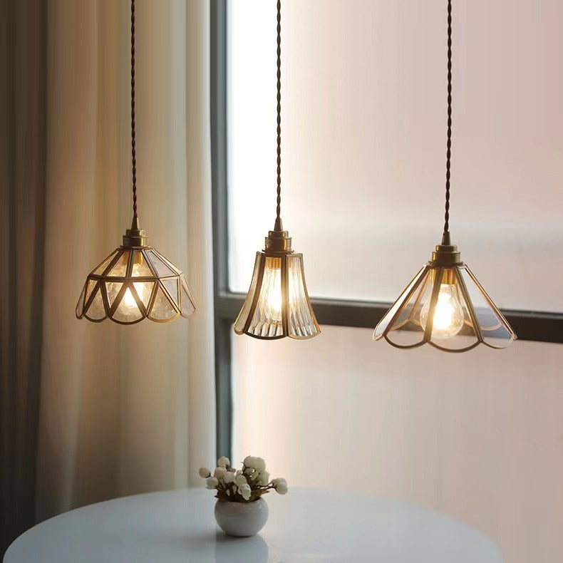 Antique Brass Flower Pendant Light-Lighting > Chandeliers & Pendant Lights-casanuva-casanuva