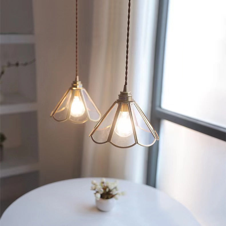 Antique Brass Flower Pendant Light-Lighting > Chandeliers & Pendant Lights-casanuva-casanuva