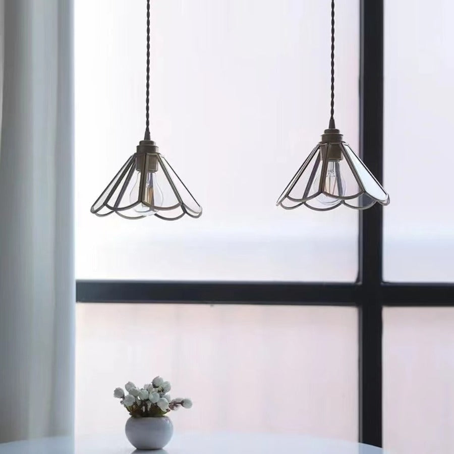 Antique Brass Flower Pendant Light-Lighting > Chandeliers & Pendant Lights-casanuva-casanuva