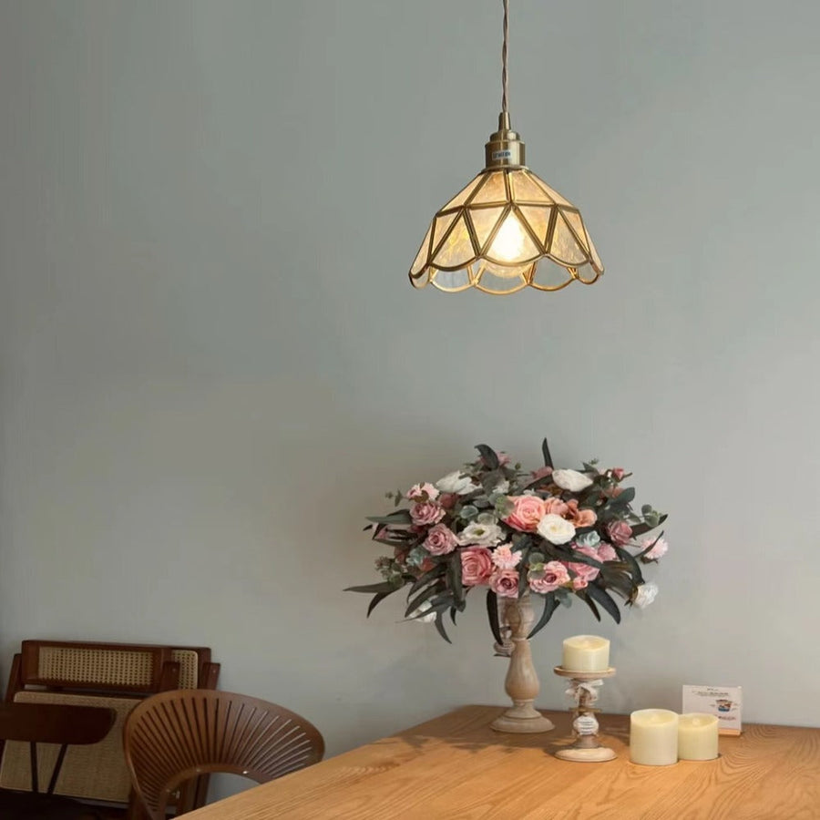 Antique Brass Flower Pendant Light-Lighting > Chandeliers & Pendant Lights-casanuva-casanuva