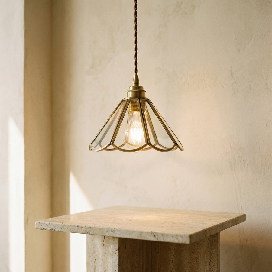 Antique Brass Flower Pendant Light-Lighting > Chandeliers & Pendant Lights-casanuva-casanuva