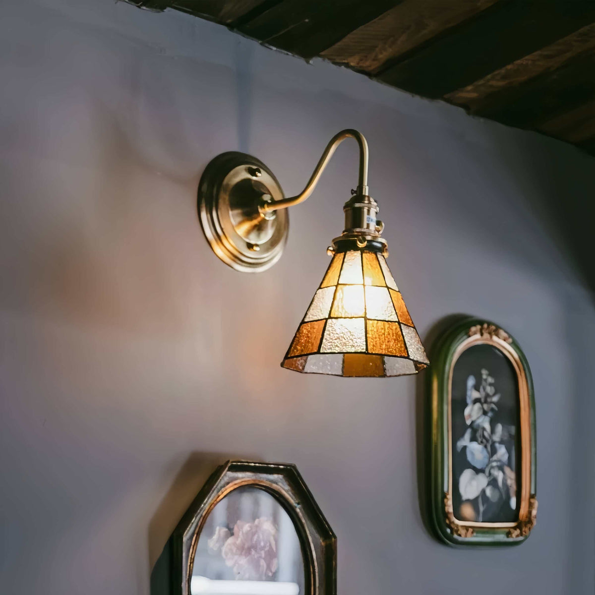 Antique Stained Glass Wall Light-Lighting > Wall Lights-casanuva-casanuva