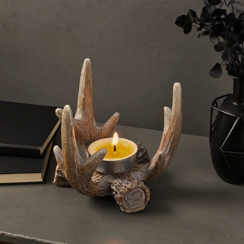 Antler Candle Holder Decorative Rustic Accent for Home Decor-Home Decor > Candle Holders-casanuva-casanuva
