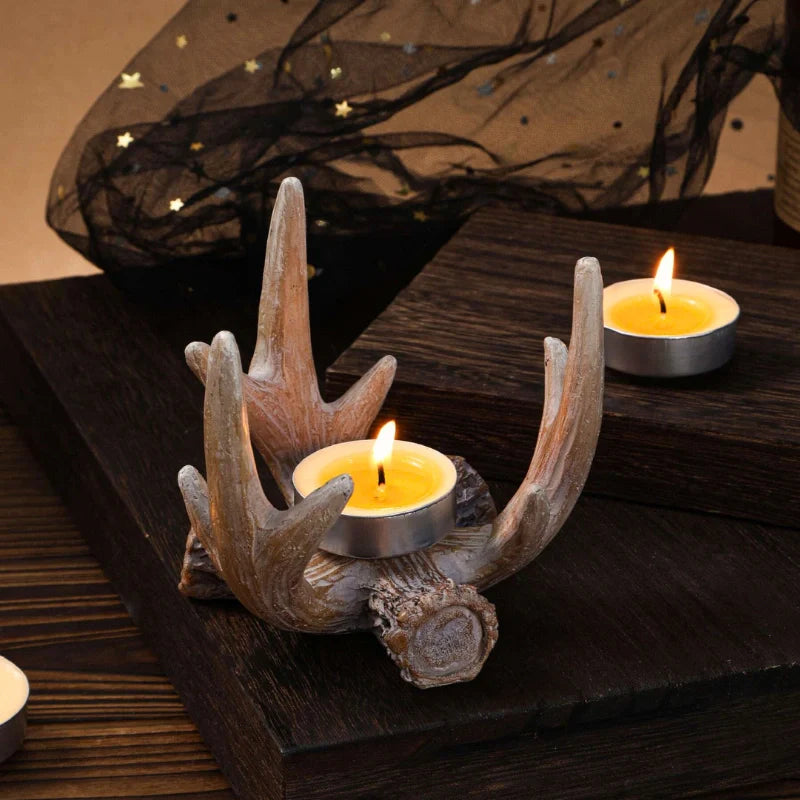 Antler Candle Holder Decorative Rustic Accent for Home Decor-Home Decor > Candle Holders-casanuva-casanuva