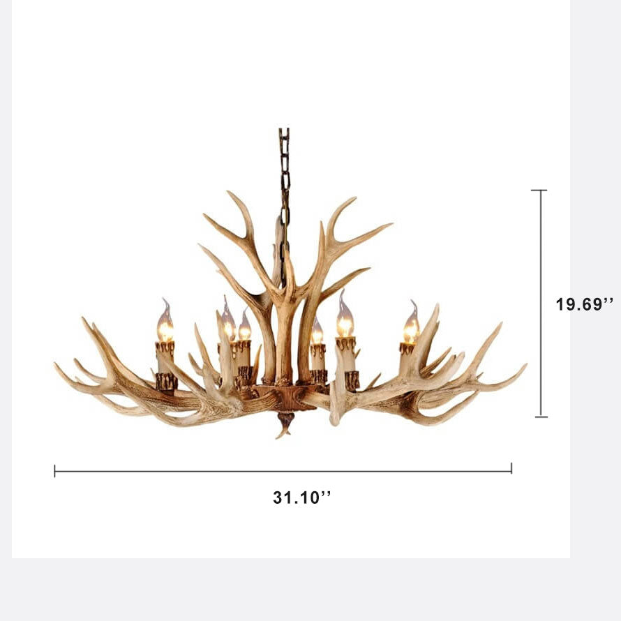 Antler Resin Country Style 6-Light Chandelier-Lighting > Chandeliers & Pendant Lights-casanuva-casanuva