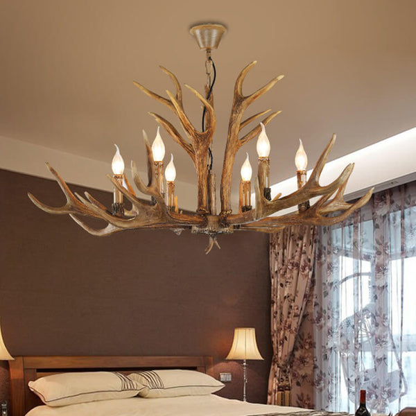 Antler Resin Country Style 6-Light Chandelier-Lighting > Chandeliers & Pendant Lights-casanuva-Coffee-110V-120V-casanuva