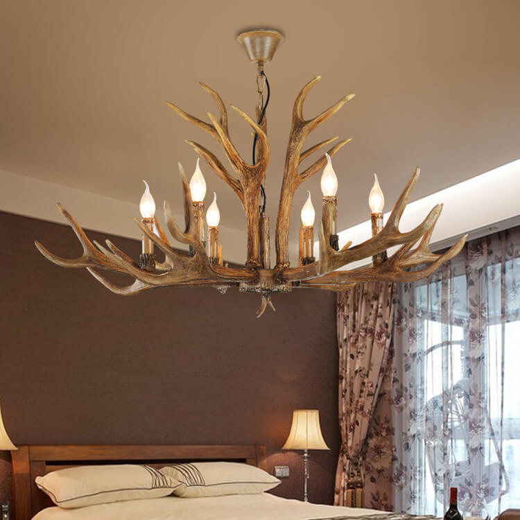 Antler Resin Country Style 6-Light Chandelier-Lighting > Chandeliers & Pendant Lights-casanuva-Coffee-110V-120V-casanuva