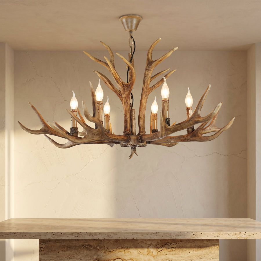 Antler Resin Country Style 6-Light Chandelier-Lighting > Chandeliers & Pendant Lights-casanuva-casanuva