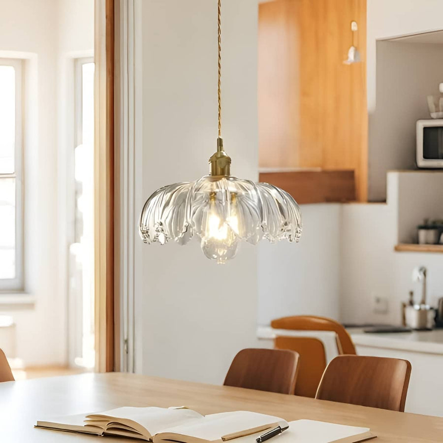 Art Nouveau Lotus Colored Glass Pendant Light-Lighting > Chandeliers & Pendant Lights-casanuva-casanuva