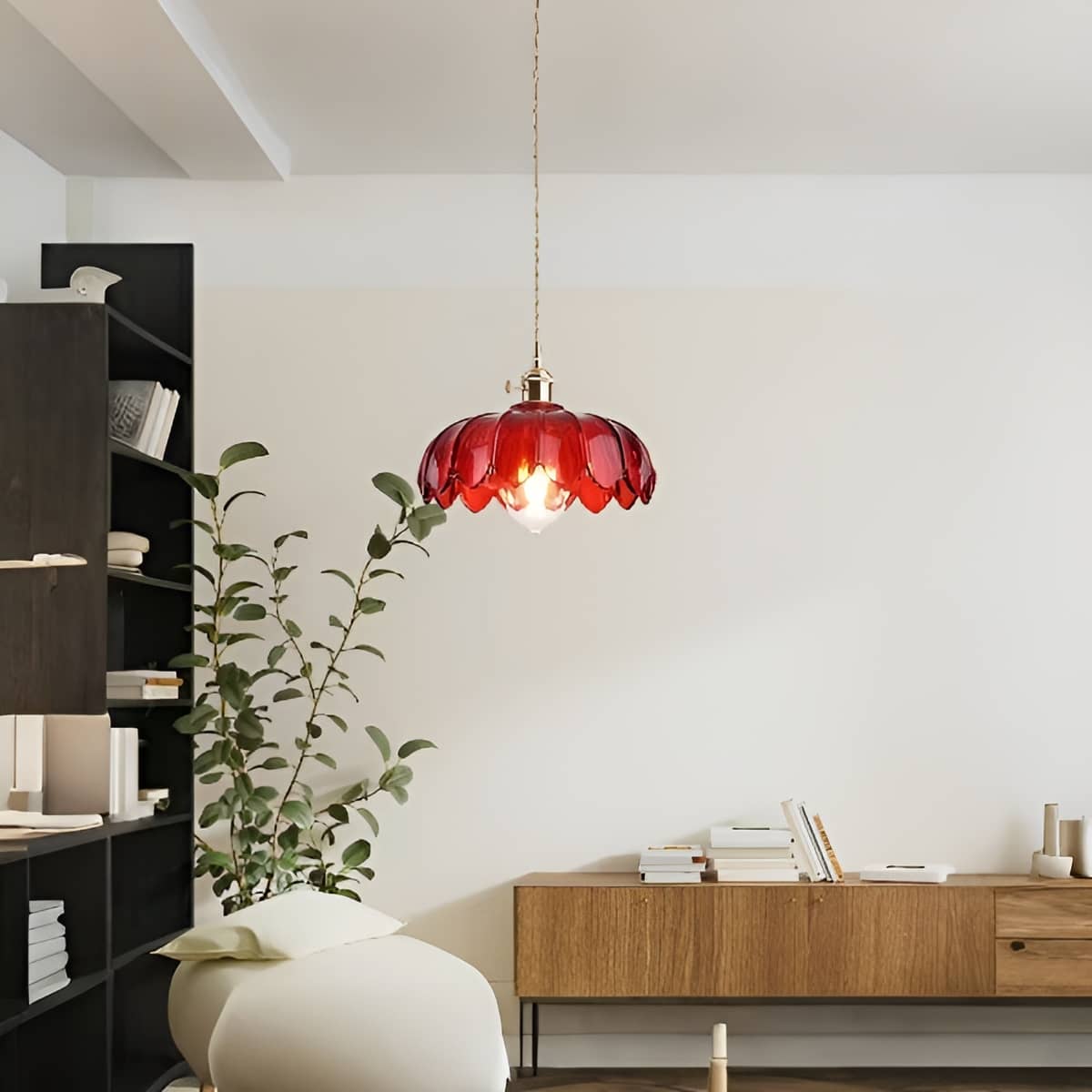 Art Nouveau Lotus Colored Glass Pendant Light-Lighting > Chandeliers & Pendant Lights-casanuva-casanuva