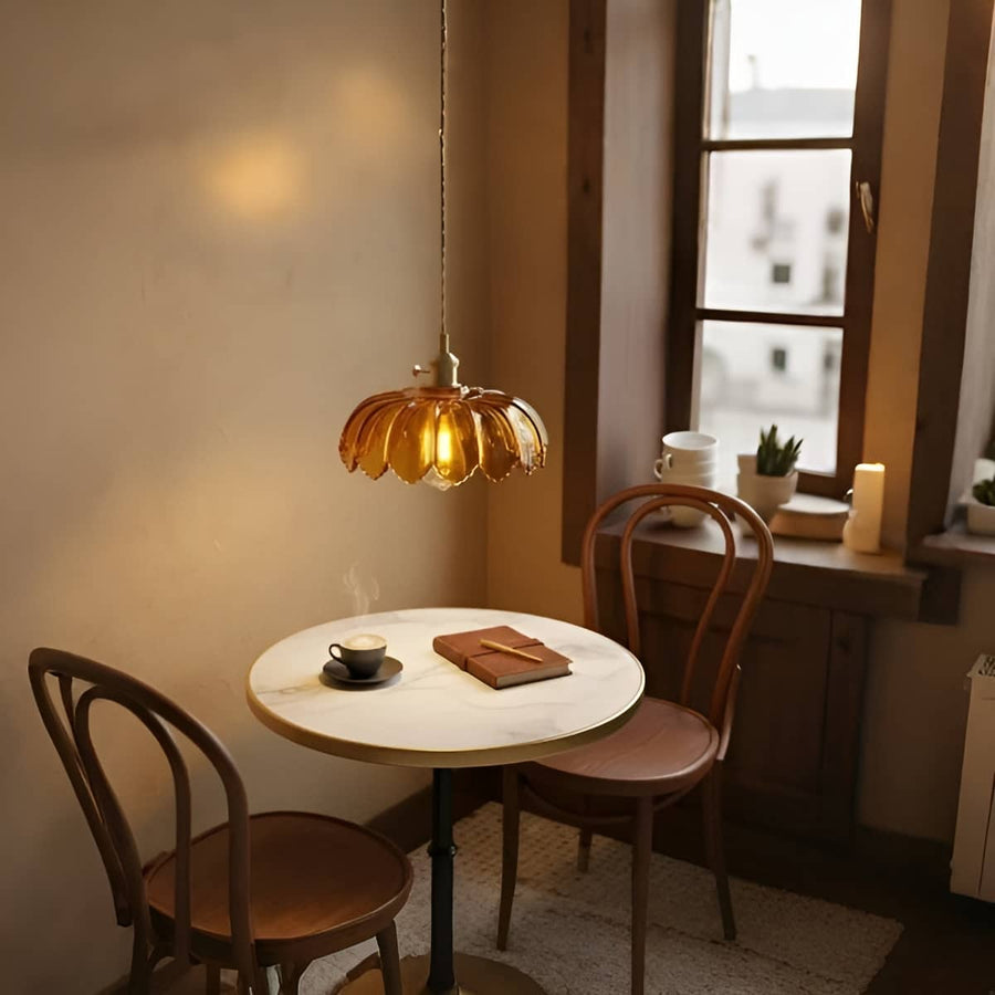 Art Nouveau Lotus Colored Glass Pendant Light-Lighting > Chandeliers & Pendant Lights-casanuva-casanuva