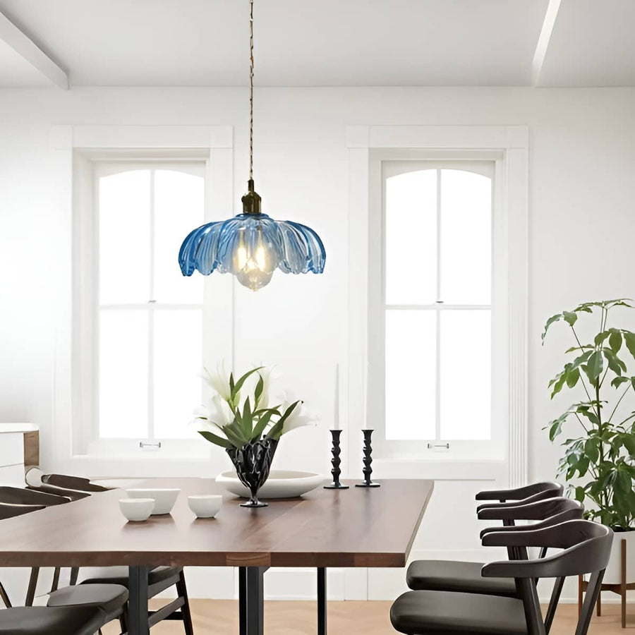 Art Nouveau Lotus Colored Glass Pendant Light-Lighting > Chandeliers & Pendant Lights-casanuva-casanuva